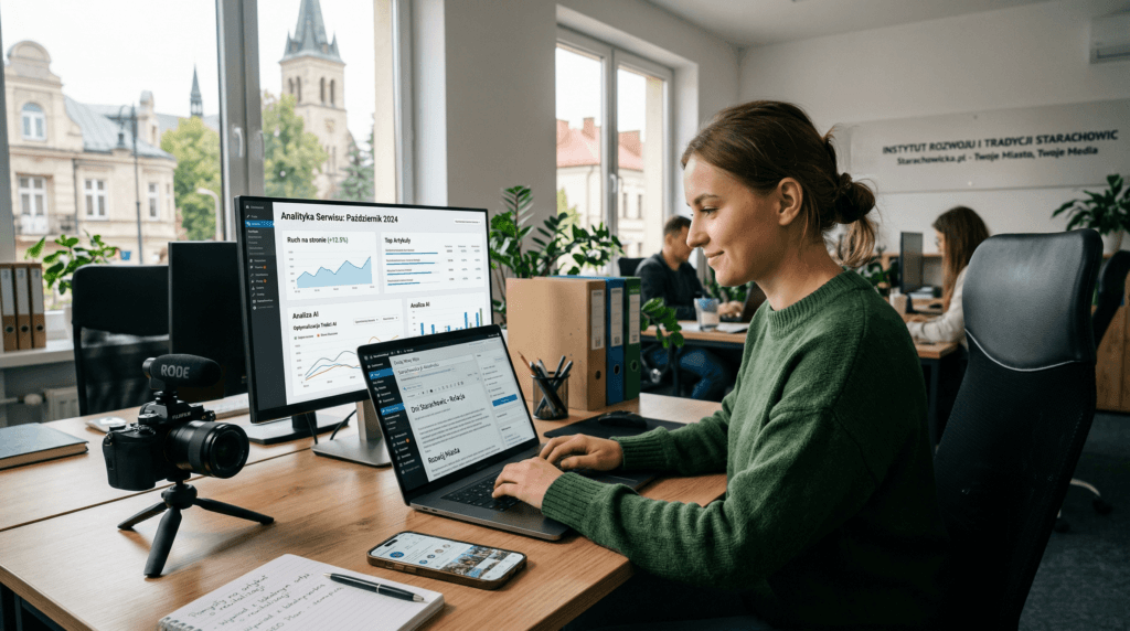 Praca w mediach cyfrowych i AI w nowoczesnym biurze w Starachowicach